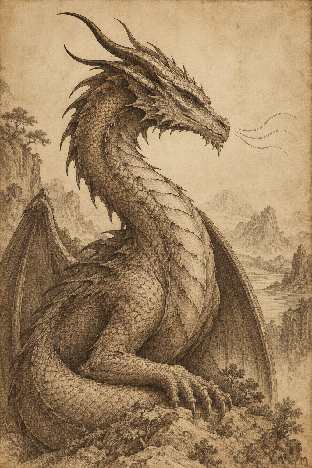Gravure de Serynax, dragon du Souffle Retenu